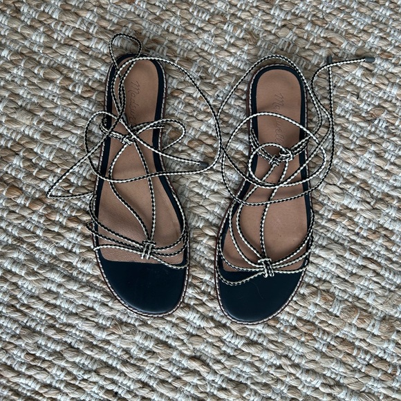 Madewell black and white leather lace up sandal sz 8 - Picture 5 of 8